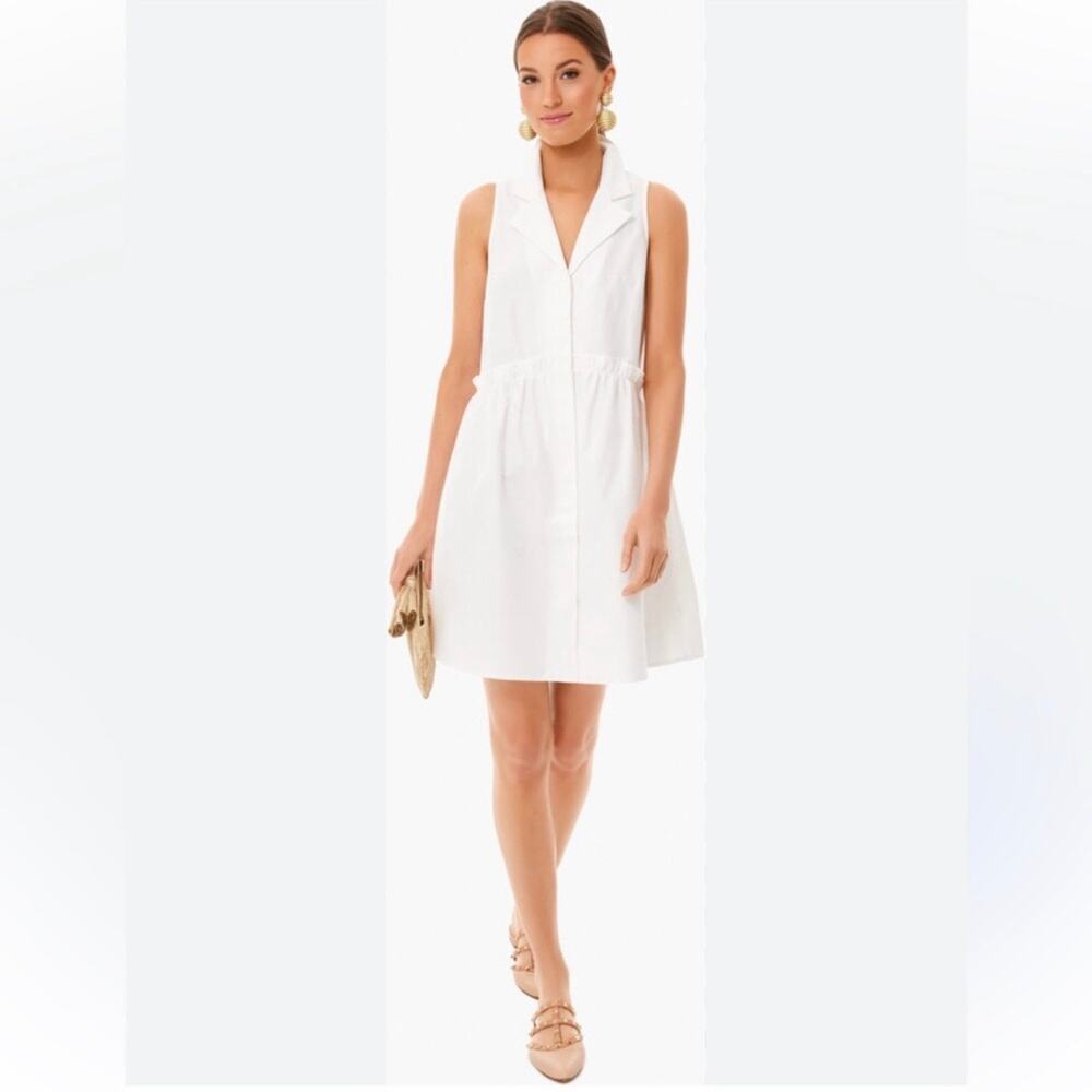 Tuckernuck Oxford White Sleeveless Royal Shirt Dress Womens XXS Coastal Preppy